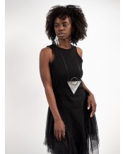 Black Asymmetric Mesh Tunic...