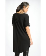 Black loose-fitting top...