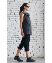 Dark Grey Sleeveless Hoodie