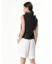 Black Linen Button...